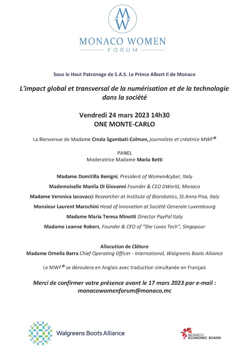 Invitation Monaco Women Forum March 24th
